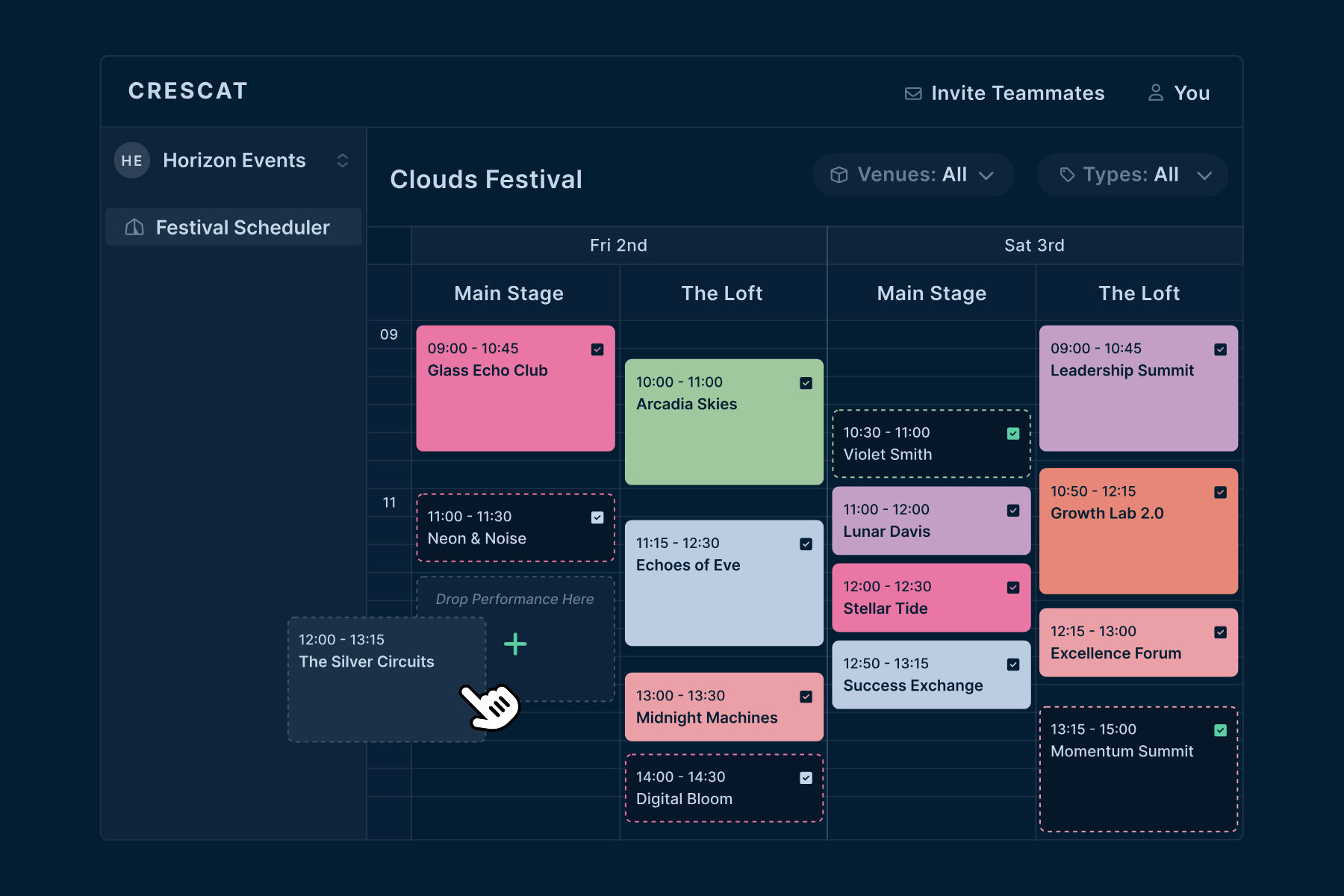 Scheduling a Festival? Drag, Drop, Done.